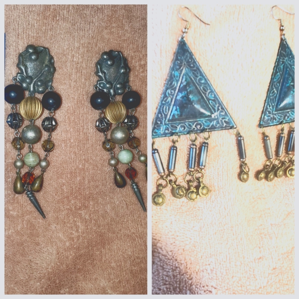 Two pairs of vintage boho earrings